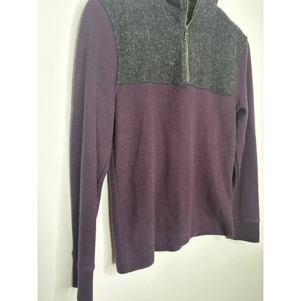 Banana Republic Mens 1/4 Zip Sweater Small Sherpa Collar Burgundy Purple